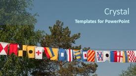  Presentation with sky blue - Audience pleasing presentation theme consisting of rope-with-the-flags backdrop and a ocean colored foreground