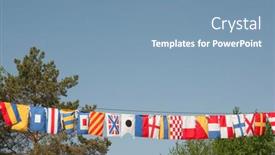  Presentation with blue sky - Presentation consisting of rope-with-the-flags background and a teal colored foreground