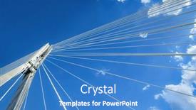 Presentation with sky blue - Theme with ropes-of-big-metal-bridge and a teal colored foreground