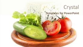  Presentation with white plate - Presentation theme enhanced with roquefort-and-vegetables-on-wooden background and a cream colored foreground