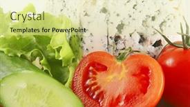  Presentation with vegetables - Theme consisting of roquefort-and-vegetables-over-white background and a blonde colored foreground