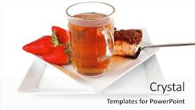  Presentation with banoffee pie cake on white - Presentation featuring ros - breakfast with cake served background and a  colored foreground