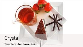 Presentation with white plate - PPT layouts featuring ros - breakfast with cake served background and a  colored foreground