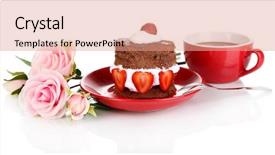 Presentation with chocolate strawberry - Cool new PPT theme with ros - chocolate cake with strawberry isolated backdrop and a coral colored foreground