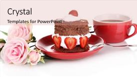 Presentation with chocolate strawberry - PPT layouts consisting of ros - chocolate cake with strawberry isolated background and a coral colored foreground