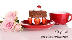  Presentation with chocolate strawberry - Slide deck with red white and blue background and a wine colored foreground