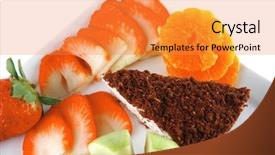 Presentation with strawberry - Cool new PPT theme with ros - cream cake raw apple backdrop and a gold colored foreground