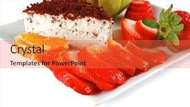  Presentation with strawberry - Audience pleasing slide set consisting of ros - cream cake raw apple backdrop and a  colored foreground