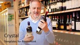  Presentation with ros - Theme consisting of ros - man in a supermarket comparing background and a coral colored foreground