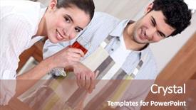  Presentation with man watching woman preparing vegetables - Colorful PPT layouts enhanced with ros - man preparing a meal backdrop and a coral colored foreground