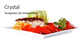  Presentation with fresh fruits salad on white - PPT theme with ros - pie and fresh raw fruits background and a  colored foreground