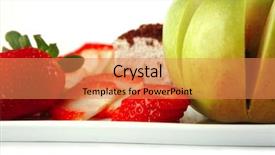  Presentation with white plate - PPT theme featuring ros - pie and fresh raw fruits background and a  colored foreground