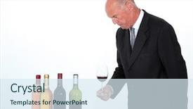 Presentation with wine - PPT layouts consisting of ros - senior man in wine business background and a  colored foreground