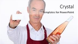  Presentation with business card - Presentation theme with ros - senior wine waiter showing business background and a pink colored foreground