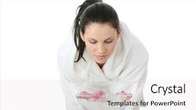  Presentation with ros - Theme consisting of ros - spa treatment isolated on white background and a white colored foreground