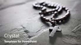  Presentation with crucifix - Slide deck with methodist church - rosary beads and crucifix cross background and a gray colored foreground