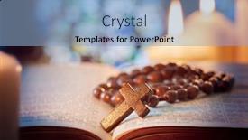  Presentation with crucifix - Amazing slides having rosary-beads-and-crucifix-cross backdrop and a light blue colored foreground