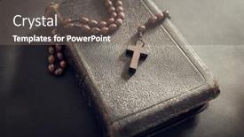  Presentation with holy bible - Cool new PPT layouts with rosary-beads-and-crucifix-cross backdrop and a gray colored foreground