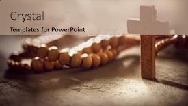  Presentation with rosary - Presentation theme with rosary-beads-and-crucifix-cross background and a coral colored foreground
