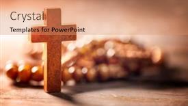  Presentation with crucifix - Slides featuring rosary-beads-and-crucifix-cross background and a coral colored foreground