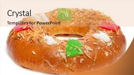  Presentation with kings - Presentation theme consisting of roscon de reyes spanish three background and a coral colored foreground