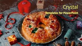  Presentation with silver christmas - PPT layouts consisting of roscon-de-reyes-the-spanish background and a tawny brown colored foreground