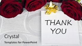  Presentation with thank - Audience pleasing slide set consisting of rose bouquet and thank you backdrop and a light gray colored foreground