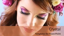  Presentation with blue floral - Presentation theme featuring rose crown - beautiful young woman wearing floral background and a coral colored foreground