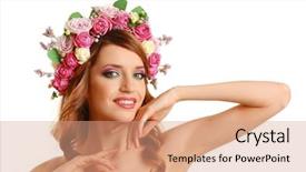  Presentation with floral - Beautiful presentation theme featuring rose crown - beautiful young woman wearing floral backdrop and a  colored foreground