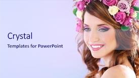  Presentation with purple floral - PPT theme with rose crown - beautiful young woman wearing floral background and a sky blue colored foreground