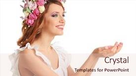  Presentation with floral - Cool new presentation theme with rose crown - beautiful young woman wearing floral backdrop and a lemonade colored foreground