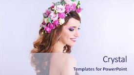  Presentation with floral - Cool new presentation theme with rose crown - beautiful young woman wearing floral backdrop and a sky blue colored foreground