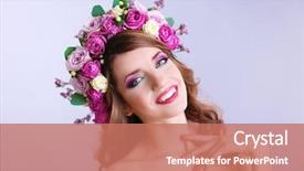  Presentation with floral - Slide set featuring rose crown - beautiful young woman wearing floral background and a  colored foreground