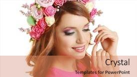 Presentation with floral - Presentation theme featuring rose crown - beautiful young woman wearing floral background and a  colored foreground