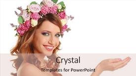  Presentation with beautiful floral border flower design - Slides having rose crown - beautiful young woman wearing floral background and a lemonade colored foreground