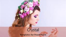  Presentation with floral - PPT theme with rose crown - beautiful young woman wearing floral background and a  colored foreground