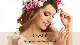  Presentation with beautiful floral border flower design - Presentation with rose crown - beautiful young woman wearing floral background and a coral colored foreground