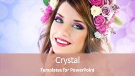  Presentation with floral - Beautiful presentation theme featuring rose crown - beautiful young woman wearing floral backdrop and a coral colored foreground