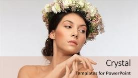  Presentation with watercolor wreath of flowers - Cool new presentation design with rose crown - picture of young woman wearing backdrop and a coral colored foreground