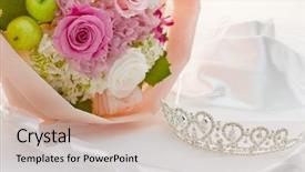  Presentation with crown - Colorful PPT layouts enhanced with rose crown - tiara and bouquet backdrop and a  colored foreground
