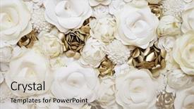  Presentation with white flowers - PPT layouts having rose crown - wall with beautiful artificial white background and a light gray colored foreground