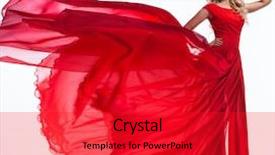  Presentation with fade blue painted red white - Cool new slide deck with rose crown - woman in red dress backdrop and a red colored foreground