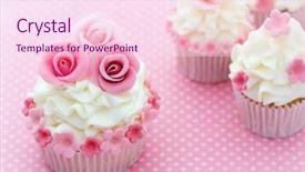  Presentation with pink rose - Slides featuring rose cupcakes background and a pink colored foreground