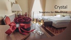  Presentation with hotel - PPT layouts featuring rose decoration and champagne romantic background and a coral colored foreground