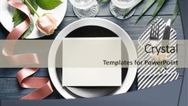  Presentation with elegant table setting - PPT theme enhanced with rose flower background - elegant table setting with floral background and a  colored foreground