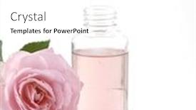  Presentation with lotion - PPT theme with rose flowers and massage lotion spoon of spa salt background and a white colored foreground