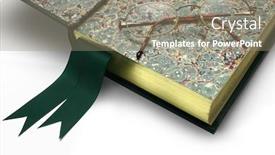  Presentation with rose gold - Presentation theme enhanced with rose gold and tortoise shell framed reading glasses on open book cover isolated on white background and a gray colored foreground