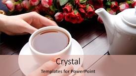  Presentation with tea cup - Cool new theme with rose green - cup of tea in catering backdrop and a coral colored foreground