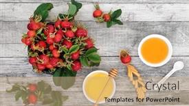  Presentation with rose wood - Presentation theme consisting of c on rustic wood background background and a coral colored foreground