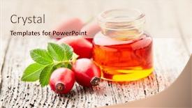  Presentation with rose hips - Slide set with rose-hips-oil-with-berries background and a lemonade colored foreground